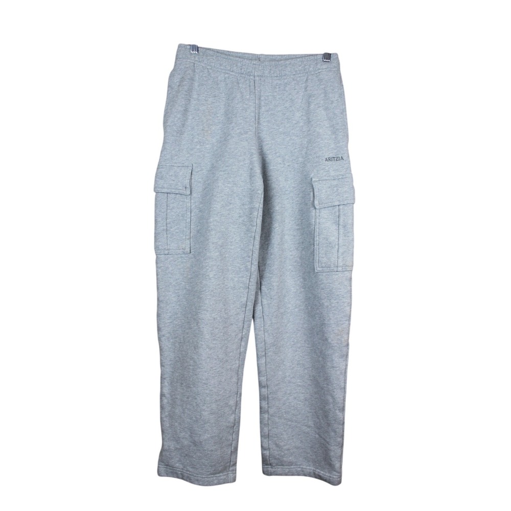 Aritzria Heather Gray Straight Leg Elastic Waist Cargo Sweatpants Pants Size XS